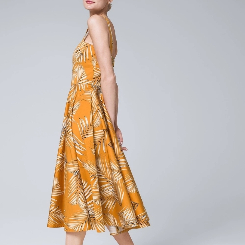 Tropical Print Yellow Dress With Pockets